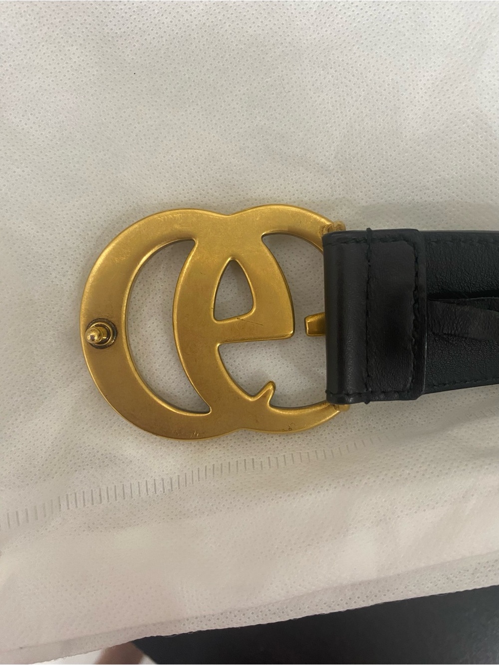 Gucci Double G Black Leather Belt with Gold Buckle medium 2 inch - Picture 6 of 13